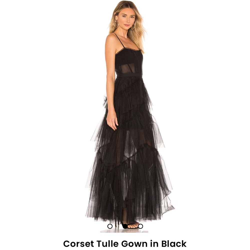 Corset Tulle Gown in Black BCBGMAXAZRIA